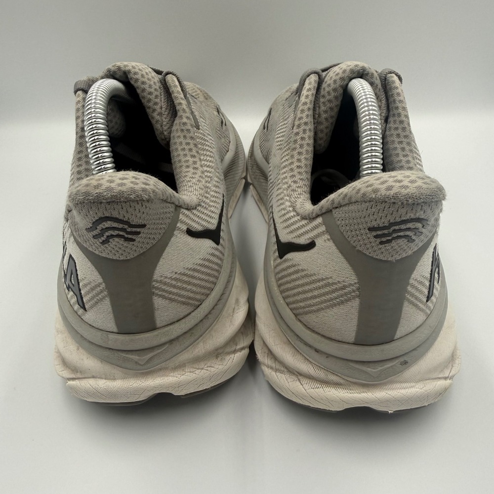 Hoka One One Clifton 9 Men's Size 9.5 Grey White Running Shoes Athletic Sneakers - Picture 6 of 10